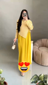 SERINA DRESS KOMBINASI SERUT KNIT MISTY WANITA MUSLIM TERBARU