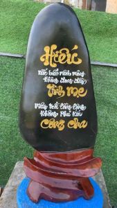 Thư Pháp khắc trên đá đen kết (DK1 - Kl: 14kg - C: 51cm - R: 22cm)