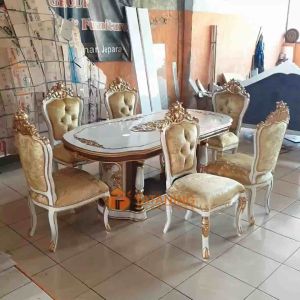 SET KURSI MAKAN JAMBU GANESAH KAYU JATI FINISHING MEWAH MEJA UKIR KLASIK MODERN DEKORASI RUANG INTERIOR MURAH TATANING FURNITURES JEPARA