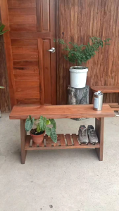 ชั้นวางของ ชั้นวางรองเท้า ม้านั่งยาว ม้านั่ง เก้าอี้ยาว แข็งแรง ผลิตจากไม้จริง ทนฝน ทนแดด