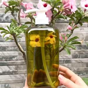 Chai lọ nhựa 800ML Dáng Dẹp Vuông Màu Xanh Lá Mạ có vòi nhấn đủ kiểu đủ loại. Đựng dầu gội sữa tắm…
