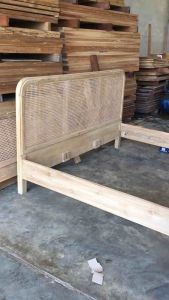 ส่ง💯 ฟรี Clear Stock 💯 💥พร้อมส่ง 💥 Rattan Bed 6 feet เตียงหวายใหญ่ ไม้สัก รุ่นKata Noi งานดิบ สีไม้ธรรมชาติ