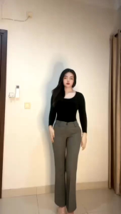 Celana Kerja Wanita Model Cutbray Flare Pants Highwist Kantoran Panjang