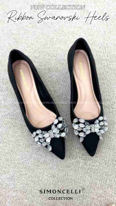 Simoncelli Sepatu Heels 5 Cm Wanita Pita Mutiara Import sz 35-41 | Sepatu Wanita | Wedding Shoes | Sepatu Pesta | Heels Kerja Import A90-78A