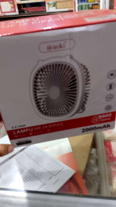 KIPAS ANGIN MINI / KIPAS ANGIN LAMPU EMERGENCY AOKI MODEL AF 809 PLUS 2000mAh TERBARU