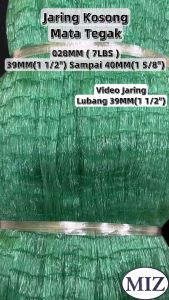028 x 39MM 40MM x 200MD x 91.4MTR Warna Hijau Mata Tegak Fishing Net Jaring Tangsi Pukat IKan Kembung Jaring Kosong