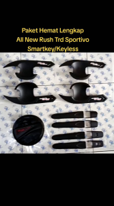 Paket Lengkap Cover Handle Outer Plus Tutup Bensin All New Rush TRD Sportivo Smart Key/Keyless Hitam Doff