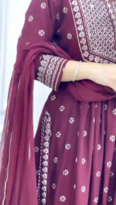 Indian Dress Embroidery Work Naira Cut Top Pants & Dupatta