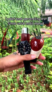 - BONUS JAM - 1Set Knob Perseneleng motif Kayu & Cover Hand Brake Mobil Manual Universal - 12mm Drat Size Car