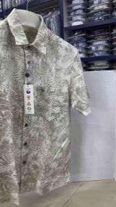 (6R0474)Áo sơ mi năm ngắn tay lai ngang  Form regular( rông)  vải line dày dặn