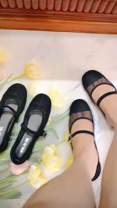 Giày bệt lưới quai ngang khuy vuông mũi tròn P.275