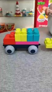 Lắp ráp xếp hình nhựa dẻo - Thùng nhựa lớn có bánh xe kéo. Đồ chơi xếp hình cho bé phát triển trí thông minh giáo dục sớm cho trẻ