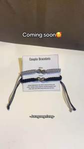 Gelang couple infinity tali kepang premium hitam - grey