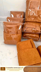 ผ้าขนหนูถวายพระ Set 3 ชิ้น  (ผ้าเช็ดตัว รับประเคน เช็ดบาตร ) ผ้าCotton100% ซับน้ำดี ไม่เป็นขุย