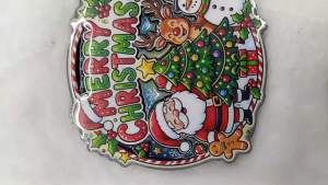 2D Christmas Design Wooden Ref Magnet Festive Santa Scenes 8x8/7.5x7 cm for Holiday Decorations Any of 4 Random Designs Decorative Magnetic