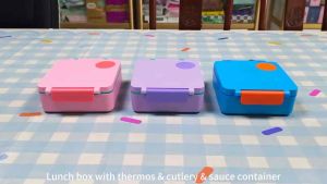 EducratePH  All in 1 Kids Lunch Box with Stainless Steel Soup Jar and Sauce With Handle & Utensils