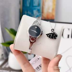 ĐỒNG HỒ NỮ CHÍNH HÃNG MOVADO 0605247 Quartz Black Dial Sapphire Silver Stainless Steel For Lady
