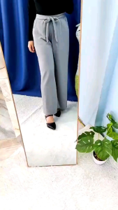 Fashion Women Palazo Pocket Long Pant Loose Leg Comfortable Plain Palazzo/Seluar Palazo Pocket Labuh Kaki Besar/阔腿口袋长裤