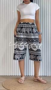 กางเกง4ส่วน ผ้าไหมอิตาลี #ลายช้าง งานใส่สบาย ⚡️🐘