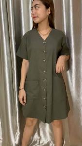 Dress Wanita / Dress Kancing / Dress Katun Rami / Dress Kantong / Dress Polos