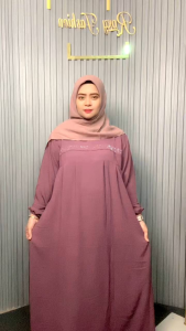 Promo Besar Ramadhan 2025: Gamis Labubu Simple Payet Mutiara Mewah Size Jumbo Terlaris