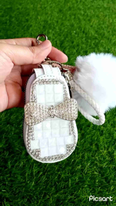 Dompet STNK pita pompom tali bling bling | Dompet gantungan kunci mobil motor