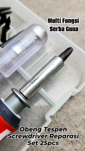 Obeng Tespen Screwdriver Serbaguna + Mata Obeng Set 25pcs Reparasi Perkakas Rumah