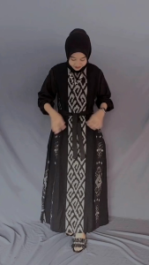 Tenun Couple Pasangan - Baju Couple Kain Tenun - Tenun Dress Wanita Couple Lebaran