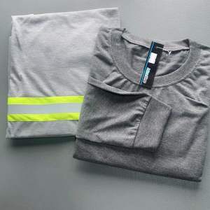 Mens Cotton with Neon Reflector Long Sleeved Shirt FREESIZE gray /dark gray