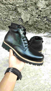 LEGIONE - sepatu kulit boots pria terbaru tali sleting sole karet tebal kuat dan anti licin