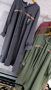 Gamis Anak Perempuan Usia 2 Sampai 6 Tahun Bahan Cringkle Airflow Warna Coklat Susu