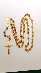 St. Benedict Non Tarnish High Quality Stainless Gold Rosary Protection Against Evil. with Free Boxes