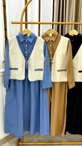 Midi 2in1Katun Serat Fashion Wanita Kode A5029