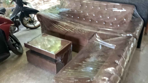 sofa ruang tamu L terbaru termurah set putus meja BMS-07