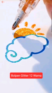 Bolpen/Bolpoint/Ballpen/Pulpen/Pena Glitter/Gliter 12 warna 1.0 mm