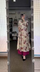 Oneset Tunik Panjang Rayon Busui & Setelan Celana Wanita Nyaman