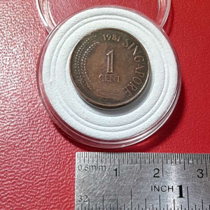 Koin Singapura Koleksi kuno Jadul lawas 1 Cent Tahun 1981 BEKAS