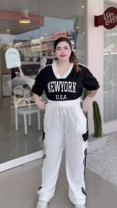 🔥L17 เซ็ตขายาวคาร์โก้ทรงสปอร์ต Set2ชิ้น เสื้อ+กางเกง ลายฮิต ชุดสาวอวบ ชุดเซ็ตคนอ้วน ราคา 40-52