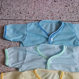 6 pcs baju bayi tanggan pendek polos rib usia 0-6