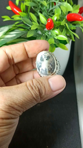 Cincin Batu Akik Motif Kembang Real Picture