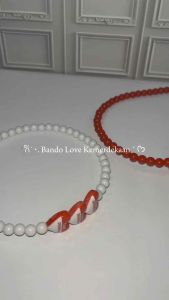 Bando Kemerdekaan Love Merah Putih Beads 17 Agustusan Headband Red White Handmade Fashion