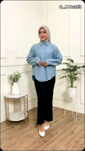 RIKA/HANA SHIRT POLI LINEN: Pakaian Wanita Atasan & Blouse