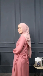 Sabrina Dress Gamis Muslim Wanita Dewasa Basic Polos Polo Linen