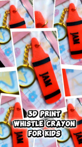 3D Print Emergency whistle crayon design for kids customized whistle handy lightweight durable personalized whistle kids