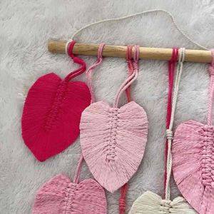 Hiasan dinding macrame daun leaf wall hanging