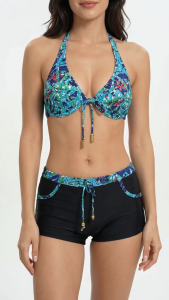 Pre-Loved Tropical 3-Piece Set Bikini Top Bottom Cover-Up (Best Fit: Small- Medium) Quick-Dry Fabric Comfortable Fit Beach Pool Outdoor Activities