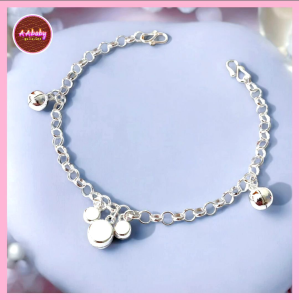 🌈AAbaby Galleries AA503 Original Baby Silver Anklet Bracelet Drum Bells Mickey Rantai Kaki/Gelang Bayi