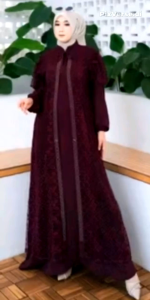 Gamis Brokat Muslim Wanita Elegan Lengan Panjang – Abaya Pesta Formal Hijab Style