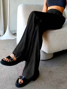 "Square Pants Wide Leg | Freesize Fits S–2XL | Bark Crepe with Side Pockets"