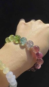 Natural Genuine | Loveau Jewel |  【 𝙏𝙝𝙚 𝙋𝙪𝙧𝙥𝙤𝙨𝙚 𝙤𝙛 𝙇𝙞𝙛𝙚 𝙞𝙨 𝙩𝙤 𝙗𝙚 𝙃𝙖𝙥𝙥𝙮 】   •Premium Vibrant Rainbow Tourmaline Bracelet •10.5mm+-